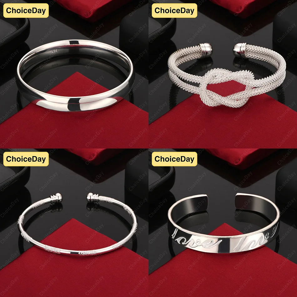 

ChoiceDay 925 Sterling Silver Simple Pattern Bracelet Women's Gift Engagement Jewelry Accessories