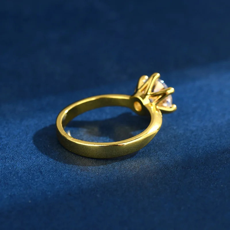 Solitario 1ct creato anello di diamanti 14K oro festa fedi nuziali anelli per le donne gioielli di fidanzamento nuziale