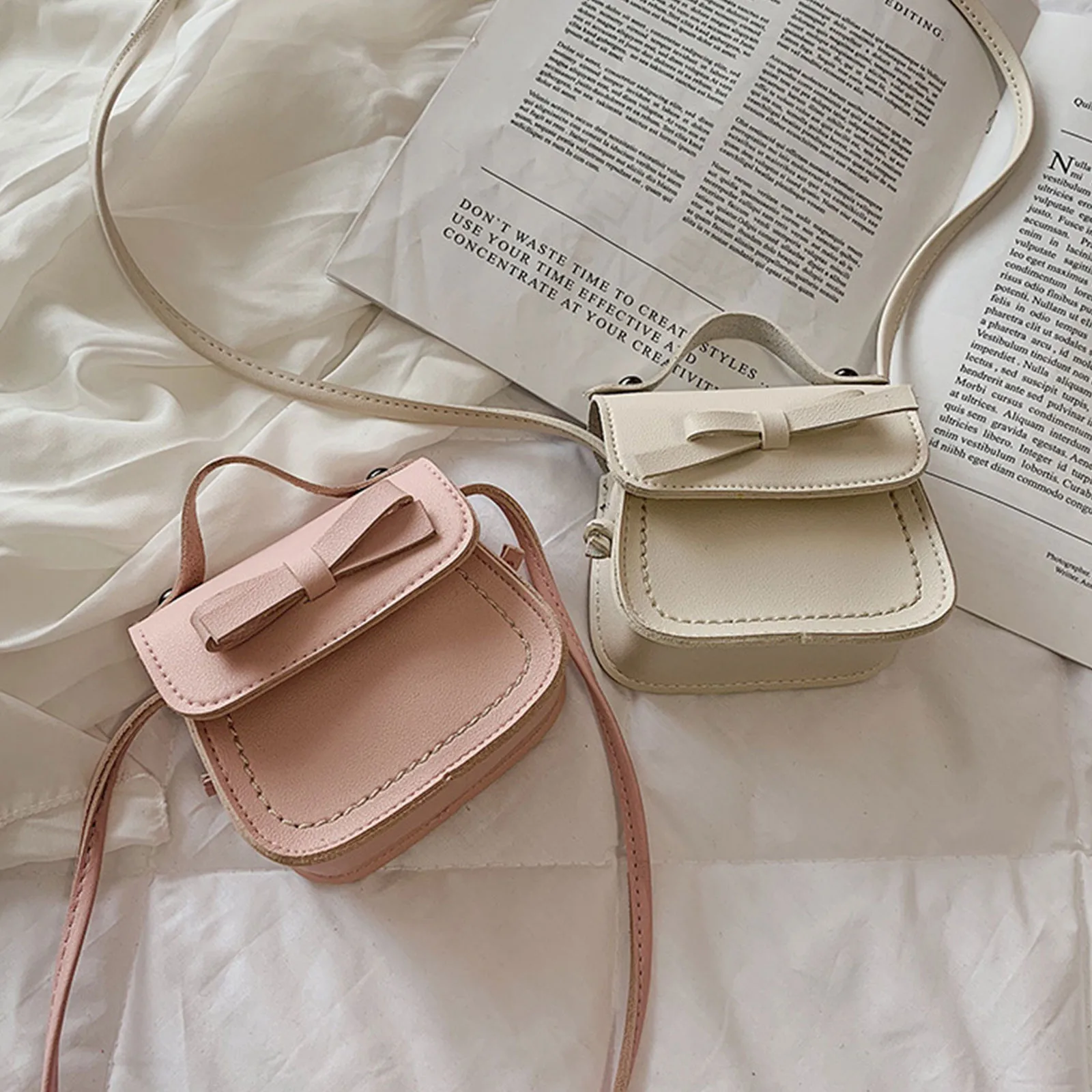 لطيف جلد فتاة حقيبة ساع الحلو نمط رائع مطابقة حقيبة كتف الصلبة Bowknot Crossbody عملة المحافظ للهدايا #5