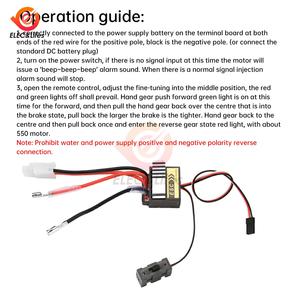 

NEW RC Hobby 320A ESC Brushed Motor Speed Controller with 2S BEC High Voltage 4.8-8.4V Brush ESC For RC Ship & RC Car