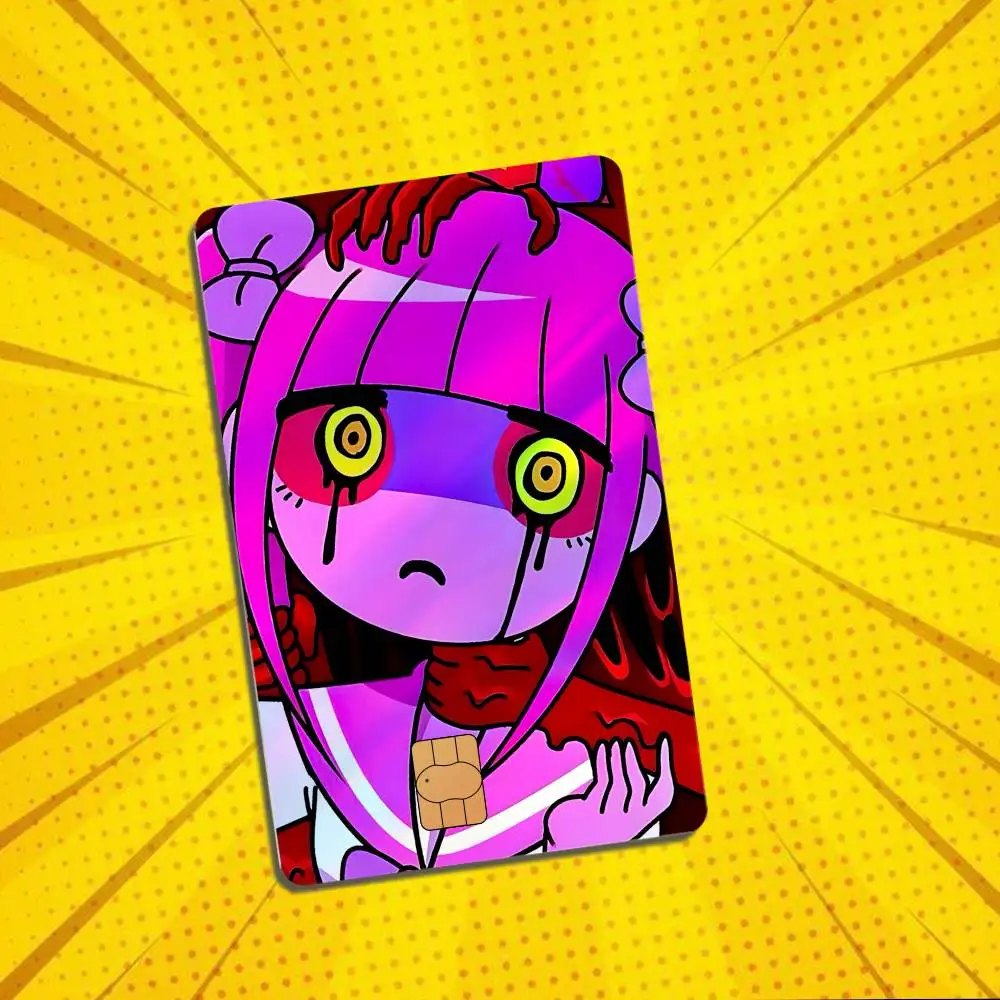 Pink twin ponytails Menhera chan Card Stickers Credit Card DIY Card Protector Stickers Waterproof Film Skin CoverHolographic