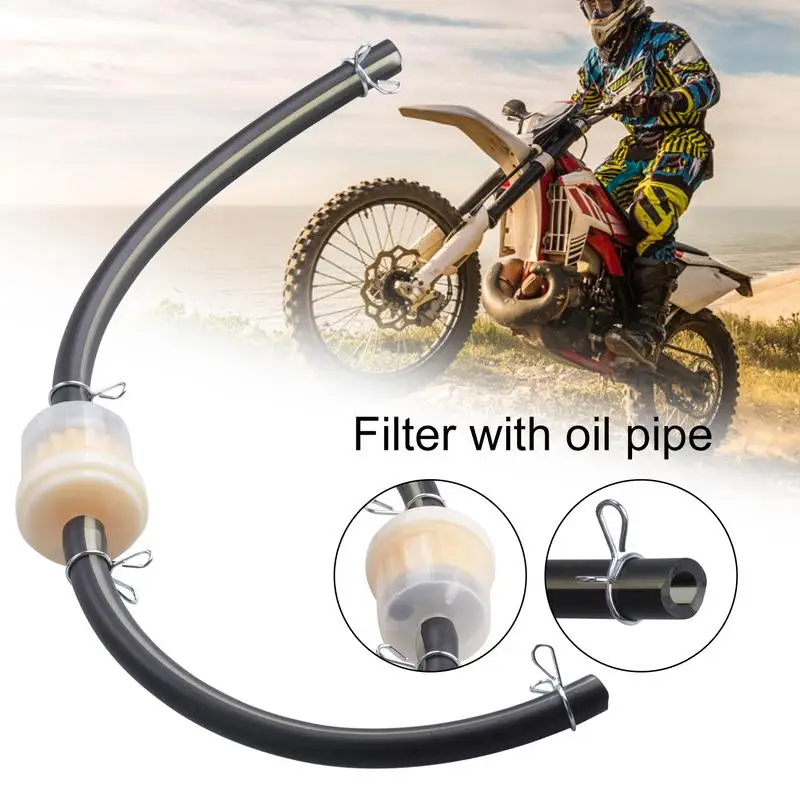 Universal 5mm Inline Petrol Gasolines Liquid Fuel Oil Filter Pipe Hose With Metal Clips For 49CC-160CC Motorcycle Motocross ATVs