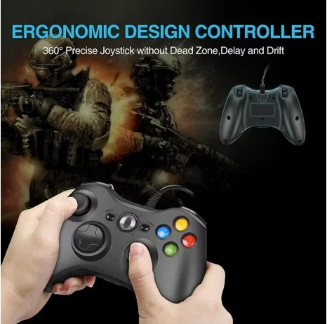 Controlador de juego con cable USB TECTINTER para consola Xbox360, Joypad para PC con Windows 7/8/10, Joystick, Mando, Gamepad para Xbox 360