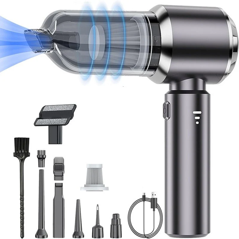 Mini aspirapolvere per auto da 16000 Pa, potente aspirapolvere portatile senza fili per la casa, soffiatore portatile, pulitore per auto.