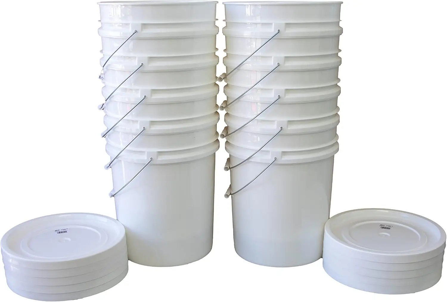 

10 Buckets and 10 Lids, White (5 Gallon) - Plastic Material