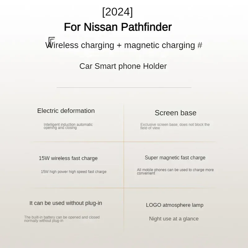 2024 For Nissan Pathfinder Car Screen Phone Holder Wireless Charger Navigation Mount Interior Accessories 12.3 Inch Size