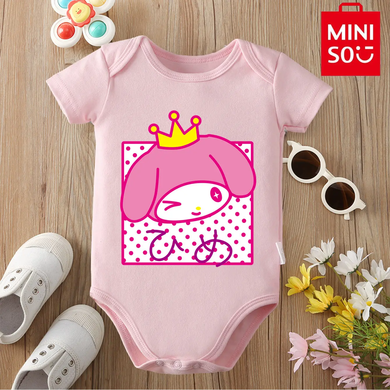 

MINISO My Melody Kuromi Cute Print Pure Cotton Comfortable Cloths Bodysuit for Baby Onesie Jumpsuit for 0 To 12 Months Newborn