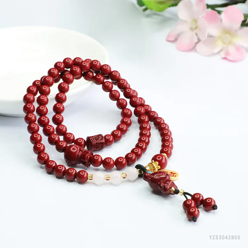 

Cinnabar bracelet purple gold sand zodiac tiger multi-circle bracelet palace style
