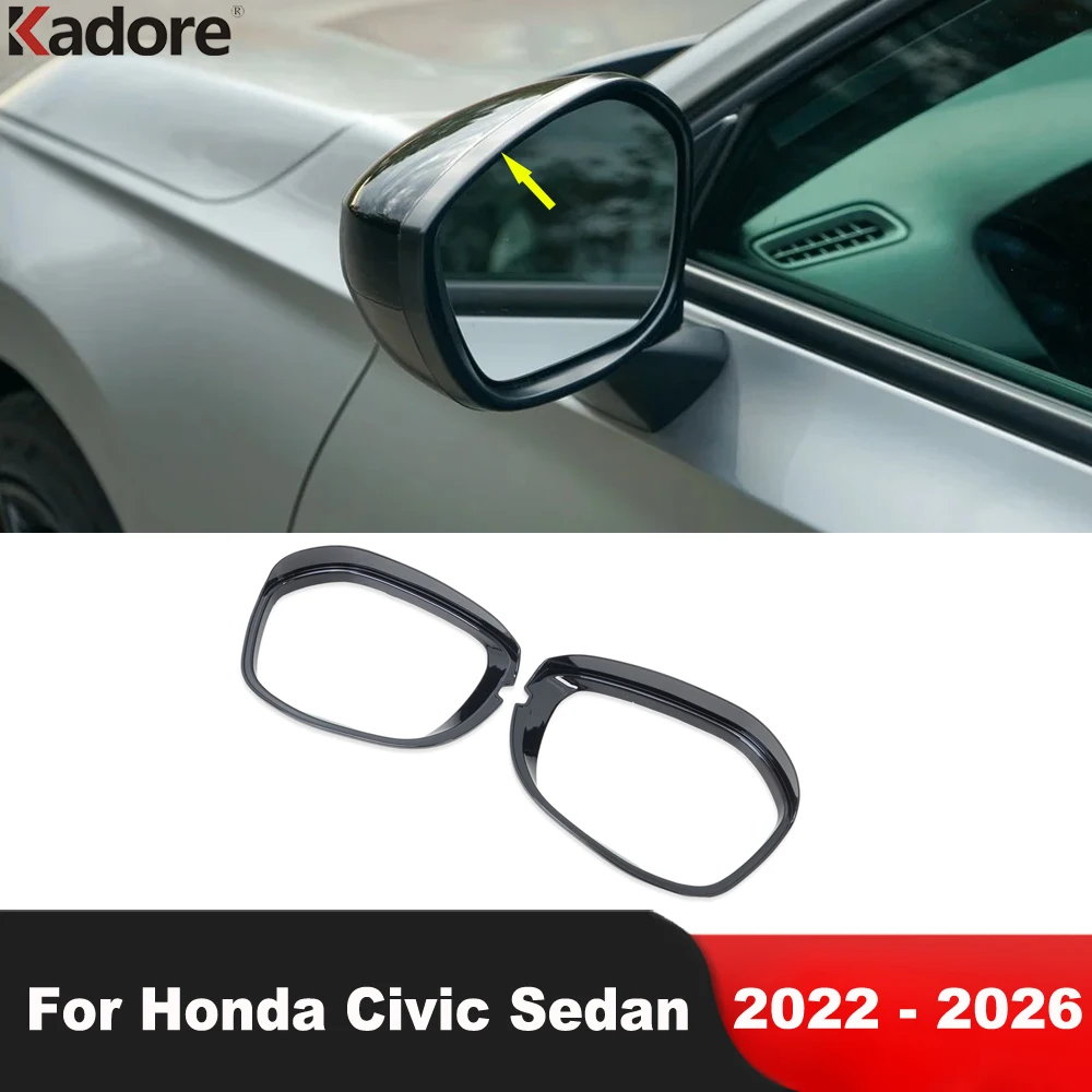 

For Honda Civic 11th Sedan 2022 2023 2024 2025 2026 Rearview Mirror Eyebrow Cover Trim Side Mirrors Sun Visor Car Accessories