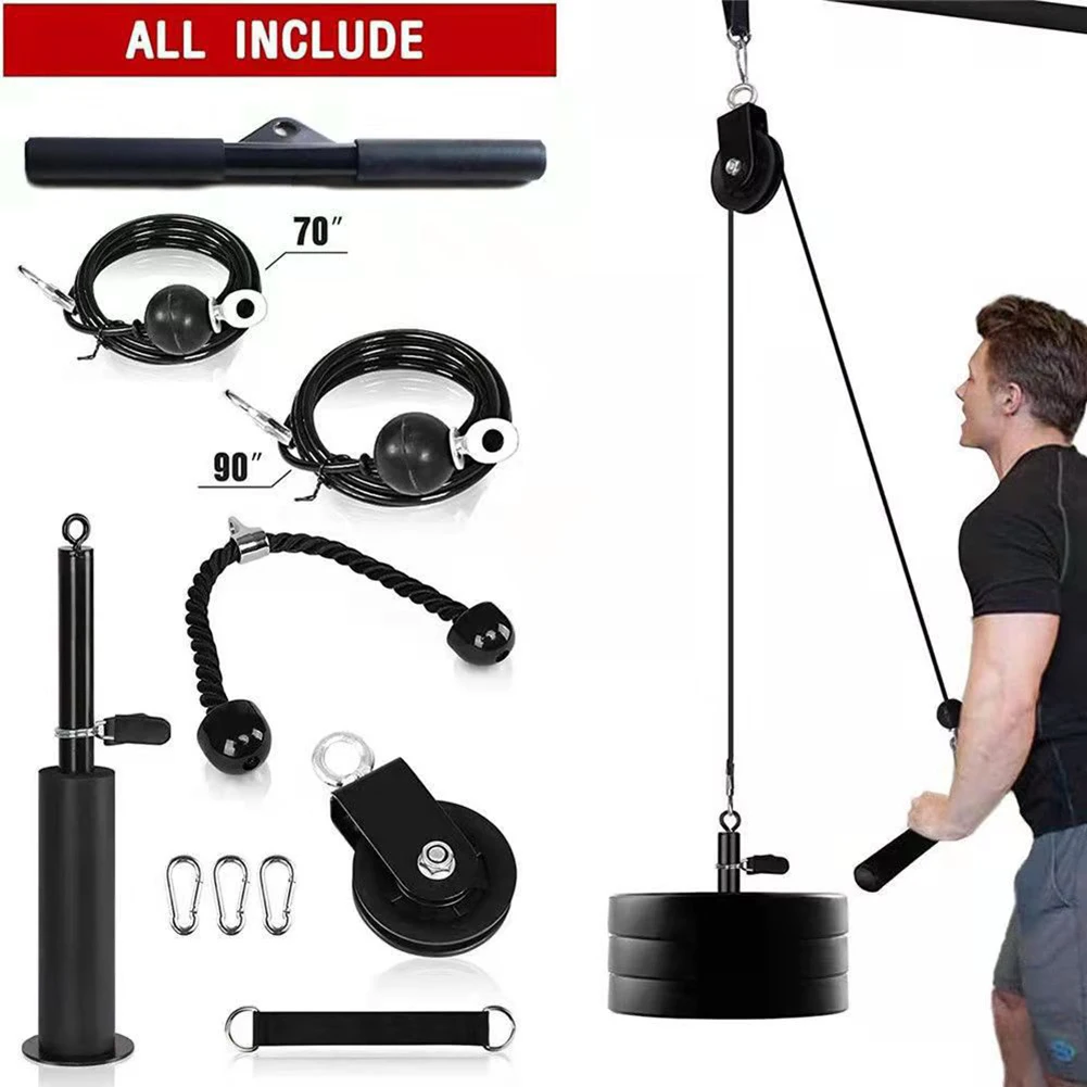 

Weight Cable Pulley System Cable Pulley Attachments Heavy Duty Add On Workout Equipment Multifunctional for Strength Training
