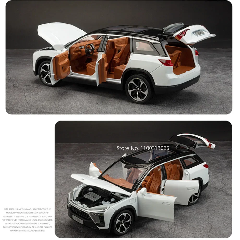 1:24 NIO ES8 Toys Cars Models Alloy Diecast Wheels Turned New Energy Vehicle with Light Sound Miniature Car Children's Day Gifts