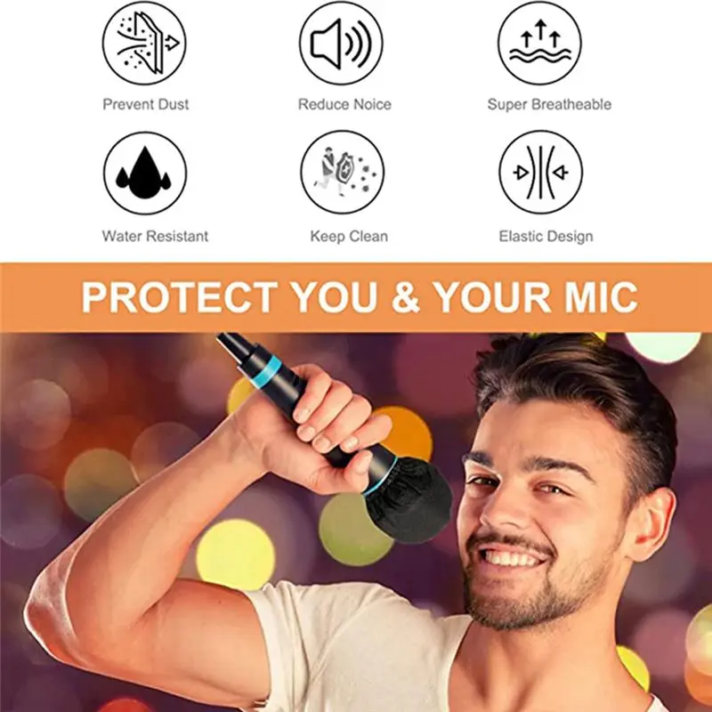 

Fashion~400PCS Disposable Microphone Covers Individually Packaged, Suitable for Most Handheld Microphones, Non-Woven, Black