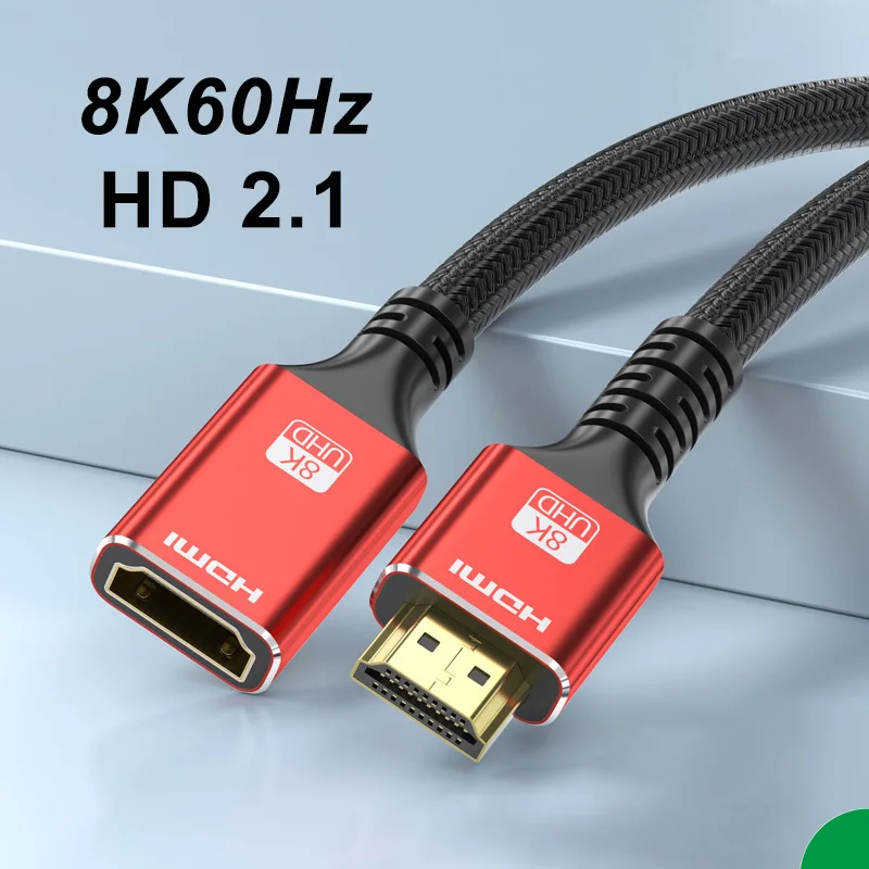 HDMI-compatible Extension Cable 1m 2m 3m Male To Female 8K 60Hz 4K 120Hz HDMI2.1 Extender Cord Connector for PC TV Projector