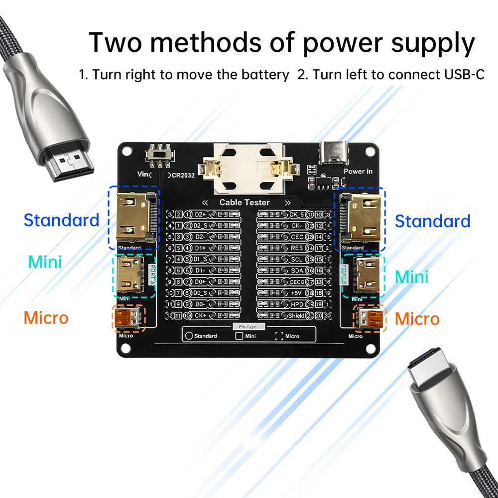 

HDMI Cable Test Board LED Indicator for Standard Micro A-type B-type Detection of Ground Short Circuit and Disconnection Fault