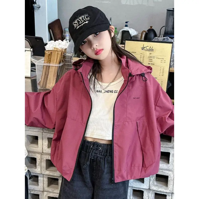 Girls Hooded Lightweight Quilted Jacket Loose Fit Outdoor Coat 2026 Spring Autumn New for Big Kids Children Daily School Wear