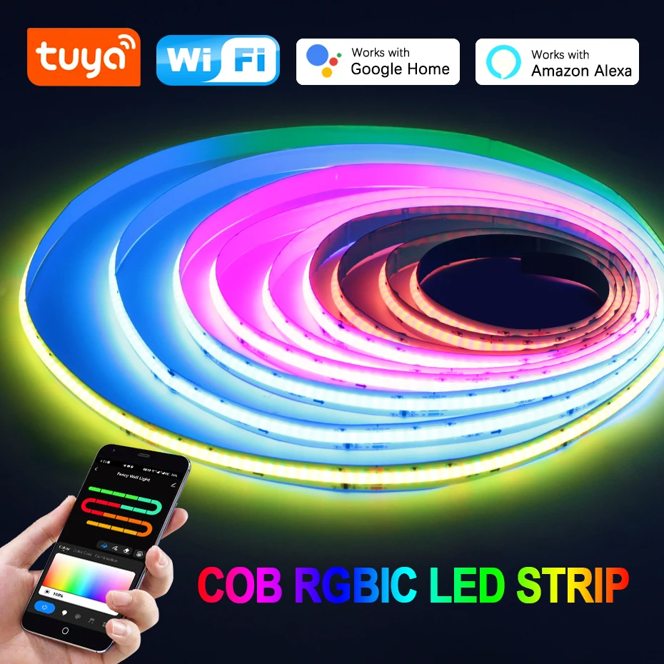 Bande lumineuse LED intelligente RGBIC, bande de lumière décorative RVB, WiFi, Bluetooth, infrarouge, document complet, chasse, RVB, 24V, 1m, 2m, 3m, 4m, 5m, 420LED, m