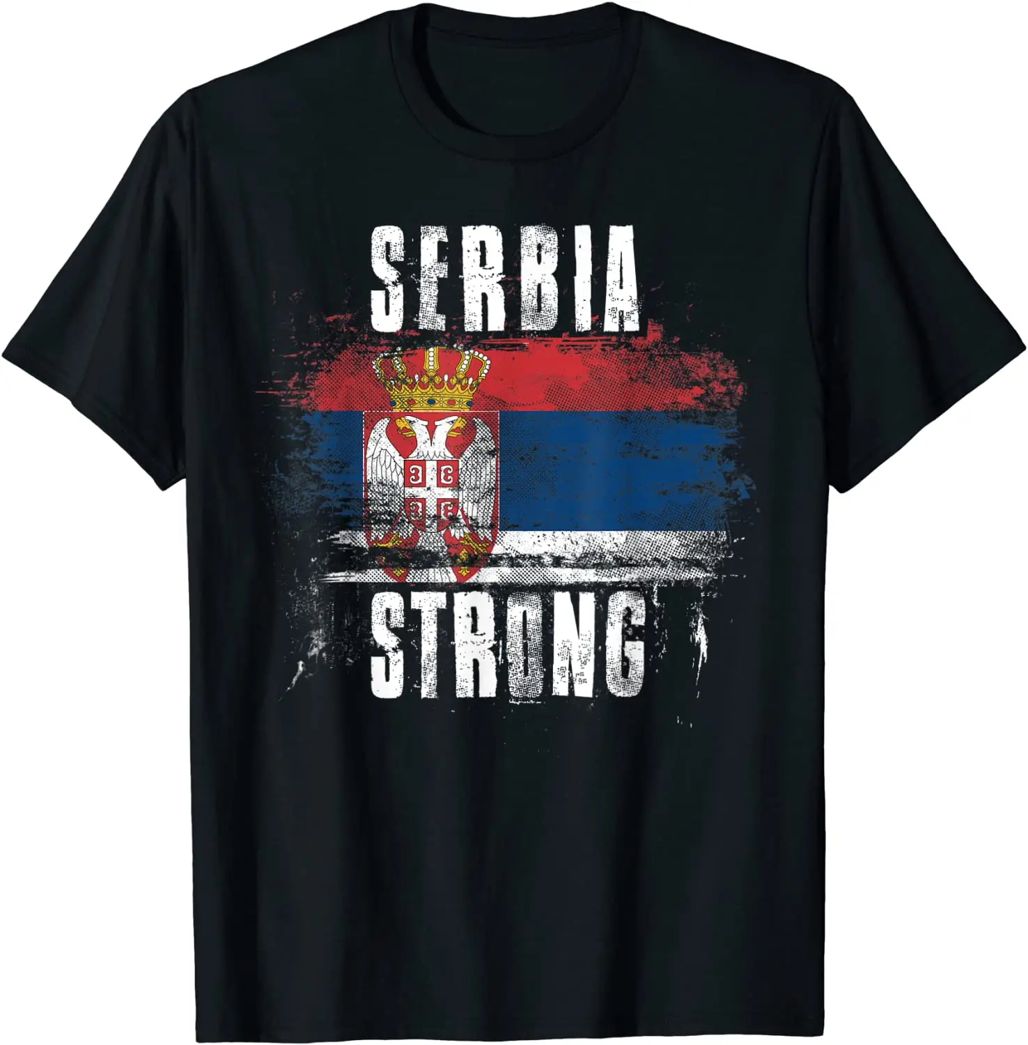 

Serbia Strong Distressed Flag - Serbian Pride T Shirt. High Quality Cotton, Large Sizes, Breathable Top, Loose Casual T-shirt