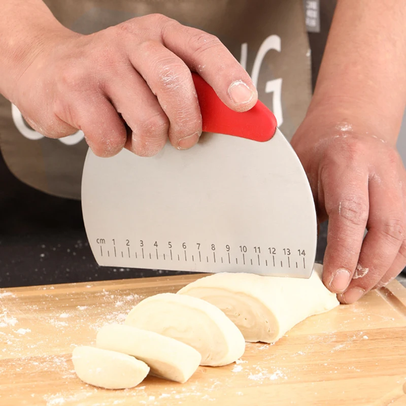 Stainless Steel Pastry Cutter Bread Pizza Dough Cutter Knife Metal Bench Scraper Cake Dough Scraper Baking Kitchen Accessories