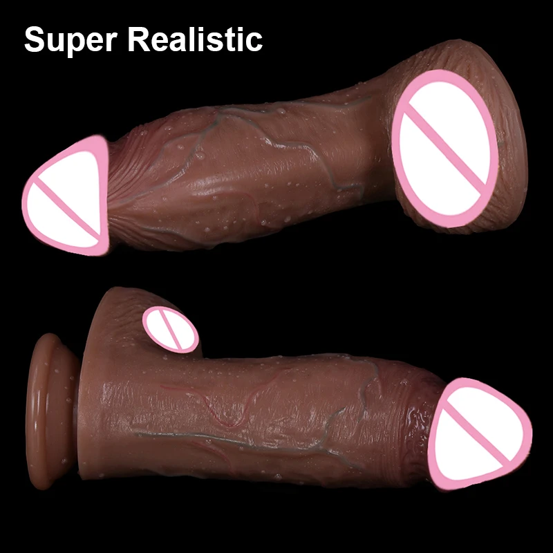 6cm Diam Realistic Dildos No Vibrator Soft Silicone Penis Strapon Suction Cup Anal Sex Toys For Female Masturbation Adults Dick