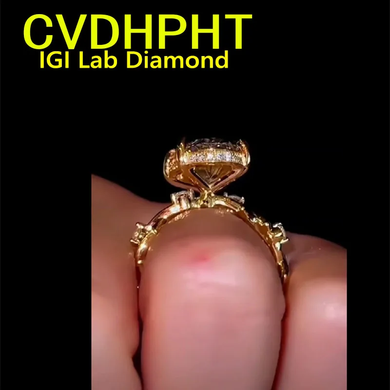

Кольцо с бриллиантом 5Ct D VS1, выращенное в лаборатории, овальная огранка, обручальное кольцо из твердого желтого золота 14 карат, классическое обручальное кольцо на заказ ﻿