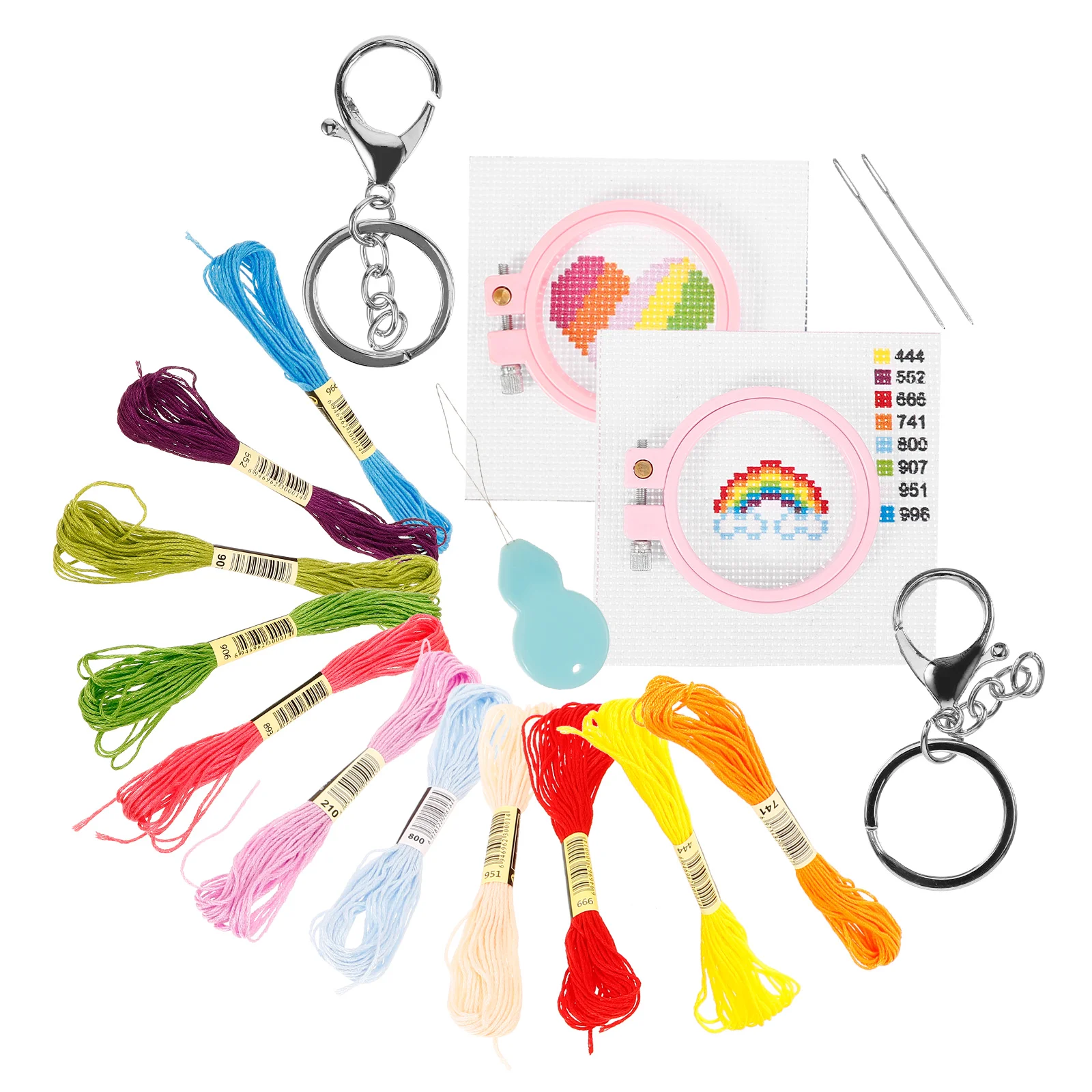 

2 Sets Embroidery Kits Cross Stitch Materials Rainbow Heart Design Lightweight DIY Supplies Sewing Tools Accessories