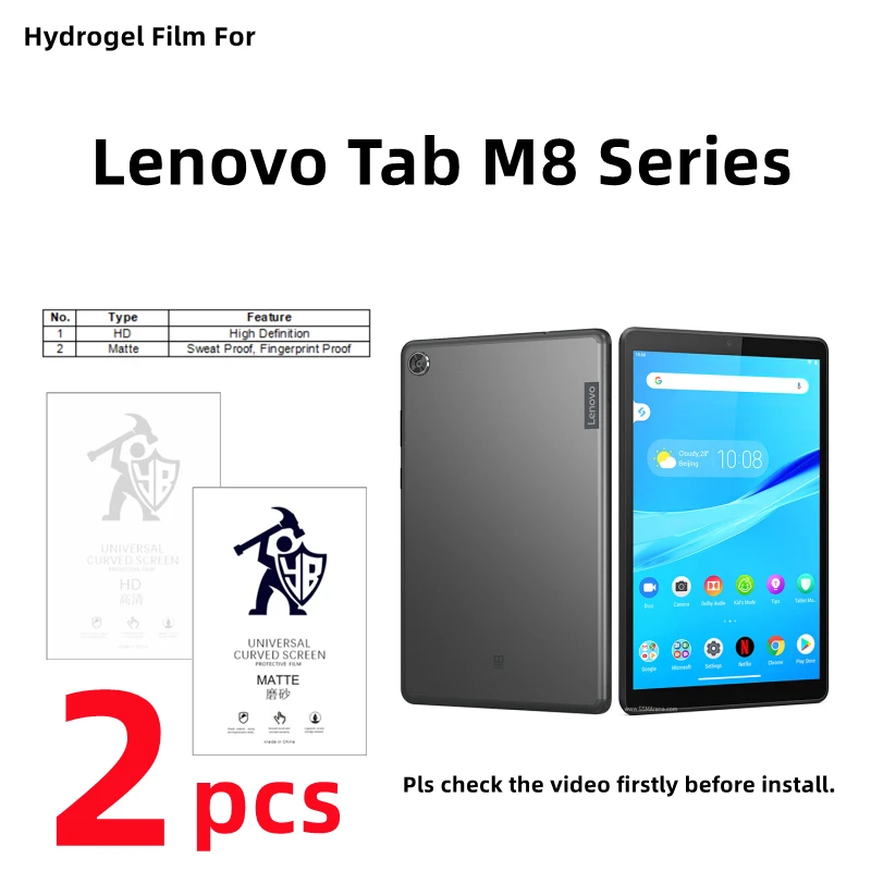 

2pcs HD Hydrogel Film For Lenovo Tab M8 (HD) Matte Screen Protector For Lenovo Tab M8 2rd/3rd/4th Gen Clear Protective Film