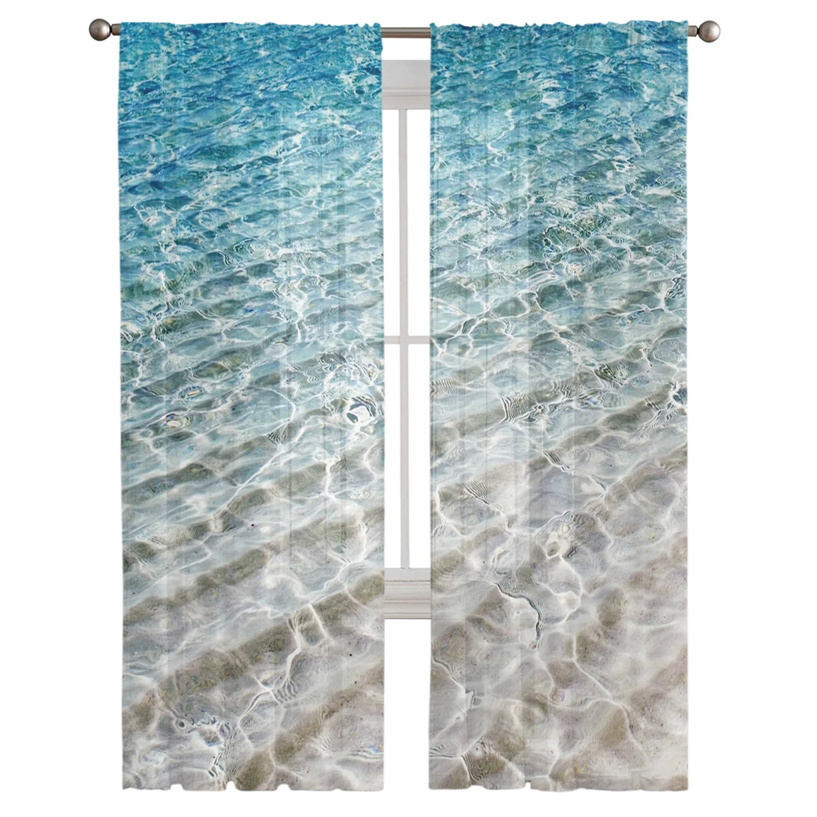 Clear Water On The Beach Tulle Curtains for Living Room Bedroom Children Room Kitchen Decor Sheer Voile Window Curtains