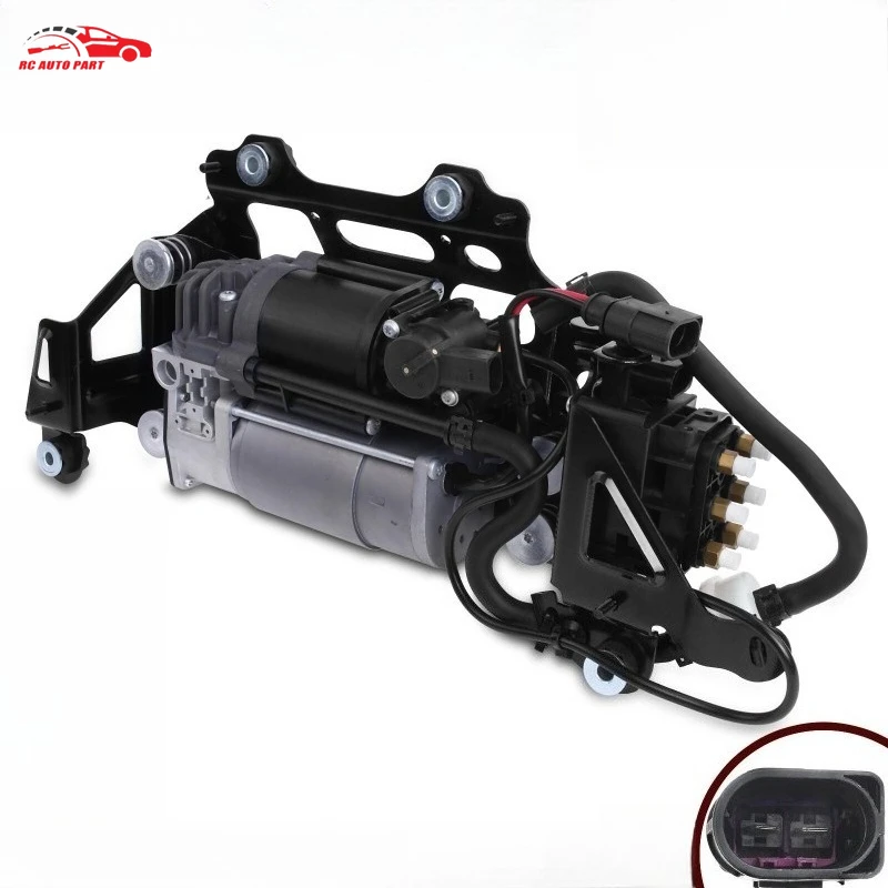 Air Suspension Compressor with Bracket & Solenoid for Audi A8 Quattro 2011-2018 4H0616005C, 4H0616005D, 4H0616006
