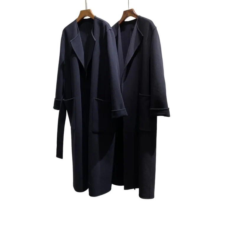 Autumn/Winter double-sided cashmere coat Premium Midnight Blue 100% cashmere content Top quality