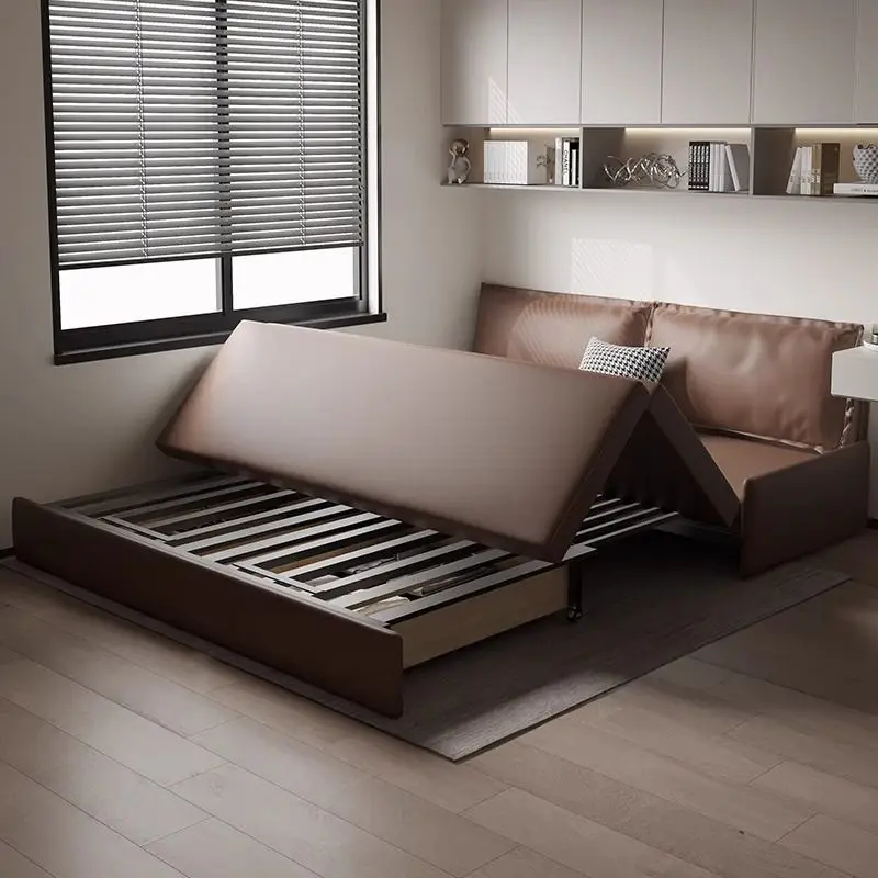 exquisite craftsmanship Small apartment sofa bed, dual-purpose folding cream wind living room multi-functional cat claw cloth
