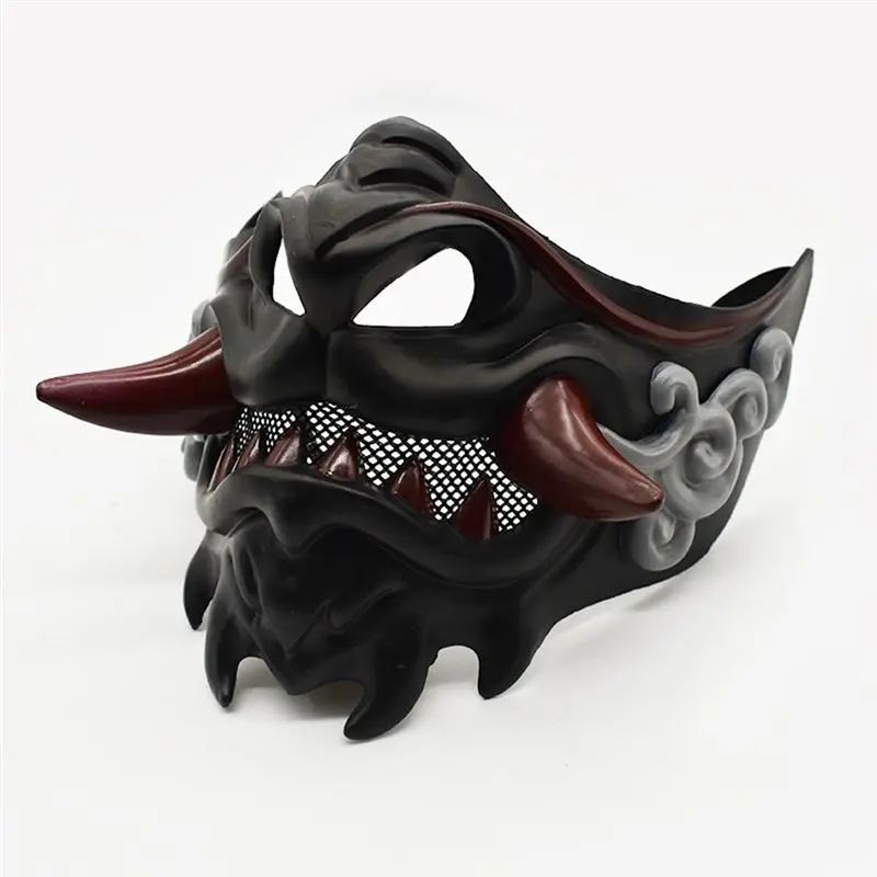 Hot kf-Halloween Party Mask Toy Japanese Style Half Face Devil Samurai Mask Masquerade Costume Accessories Wear