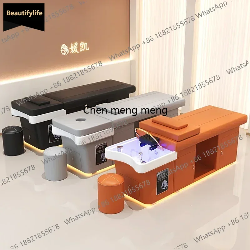 Q181 Electric Massage Shampoo Chairs Water Cycle Fumigation Smart LED Lighting Hair Salon Shampoo Chairs Salon Furniture Silla