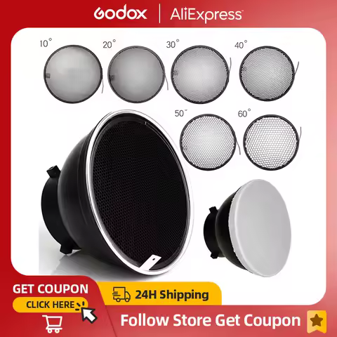 7inch 18cm Standard Reflector Diffuser with 10/20/30/40/50/60 Degree Honeycomb Grid for Bowens Mount Studio Light Strobe Flash