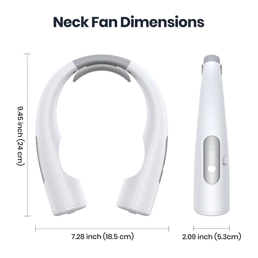 Warmco 10000mAh Portable Neck Fan 4-Speed Rechargeable Personal Fan 360°Cooling 24H Runtime Wearable Fan for Office Travel Gifts image 6