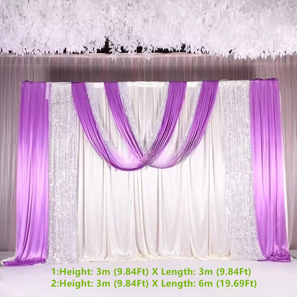 

3MX6M Wedding Party Birthday Festival Stage Background Curtains With Multi Color Swag Drape Decoration