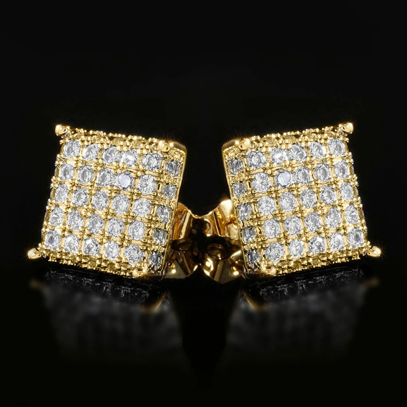 Huitan Minimalist Square Stud Earrings for Women/Men Micro Paved CZ Stone Fashion Versatile Couple Earrings 2022 Trend Jewelry
