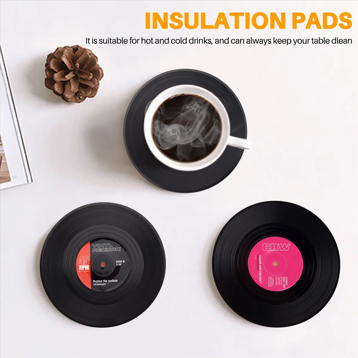 

AA25 6pieces / Set Retro Vinyl Disc Drink Coasters