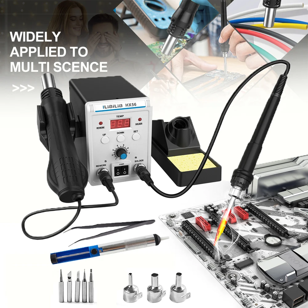 700WHot Air Rework Soldering Iron Station Kit, Rapid Heat up Solder Station, Upgrade Dual System Independent Control, Auto Sleep