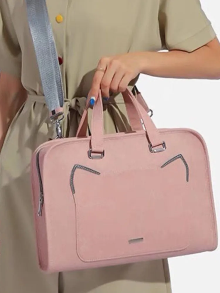 Ins Pink Laptop Shoulder Bag Sleeve Handbag Waterproof MacBook Air Pro 13.3 14 15.6 16 Inch PC Case Travel Briefcase Shockproof