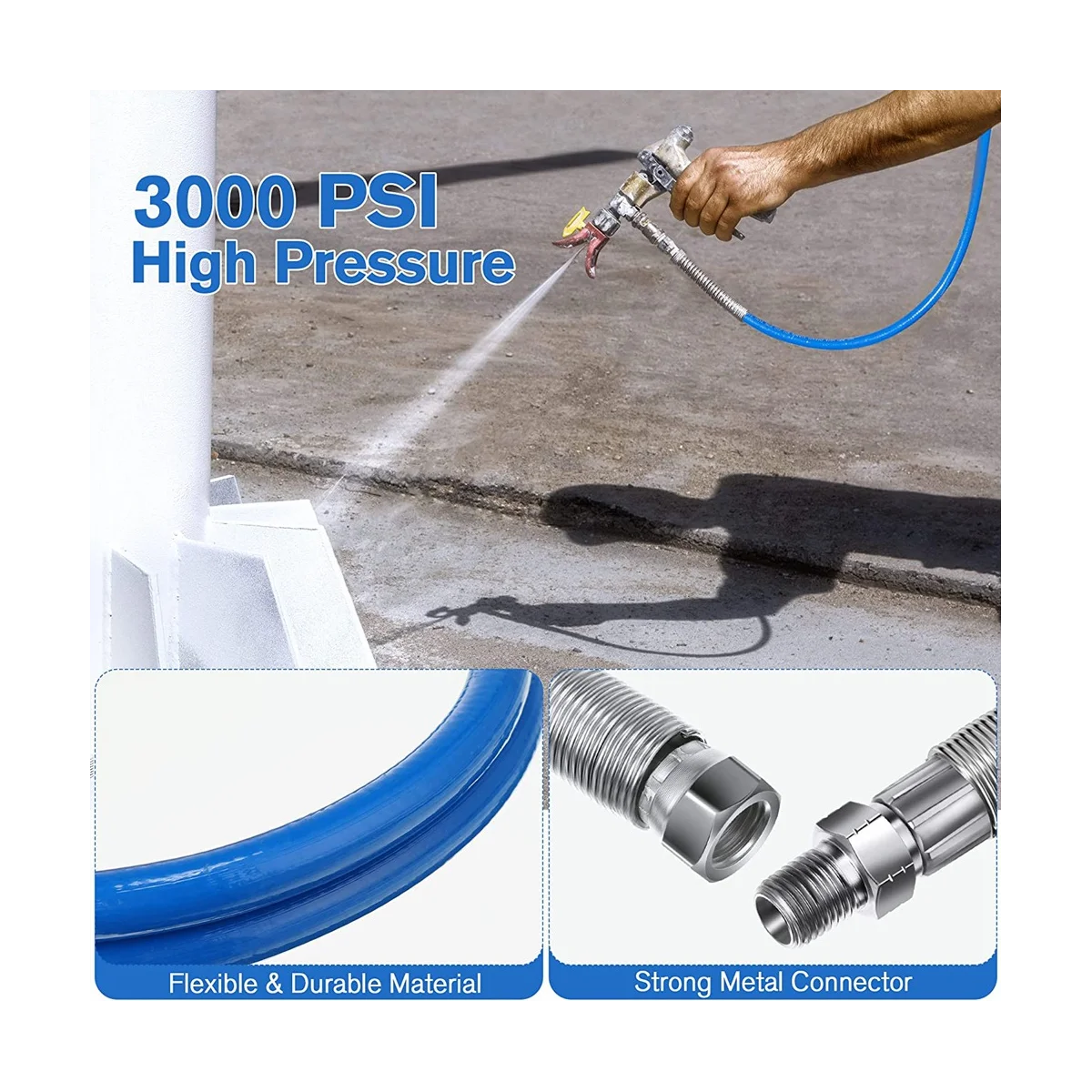 4Ft Airless Paint Spray Extension Hose,3/16Inch Pressure Paint Spray Whip Hose,3000PSI Extended Wall Painting Tube 1PCS