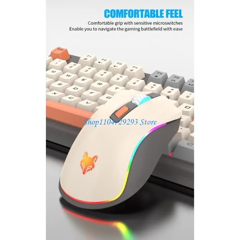 

Y2GD K820 USB Corded Gaming Keyboard and Mouse RGB Colorful Lighting 94 Keys Minimalist Layout Keypad 3 Color Keycaps