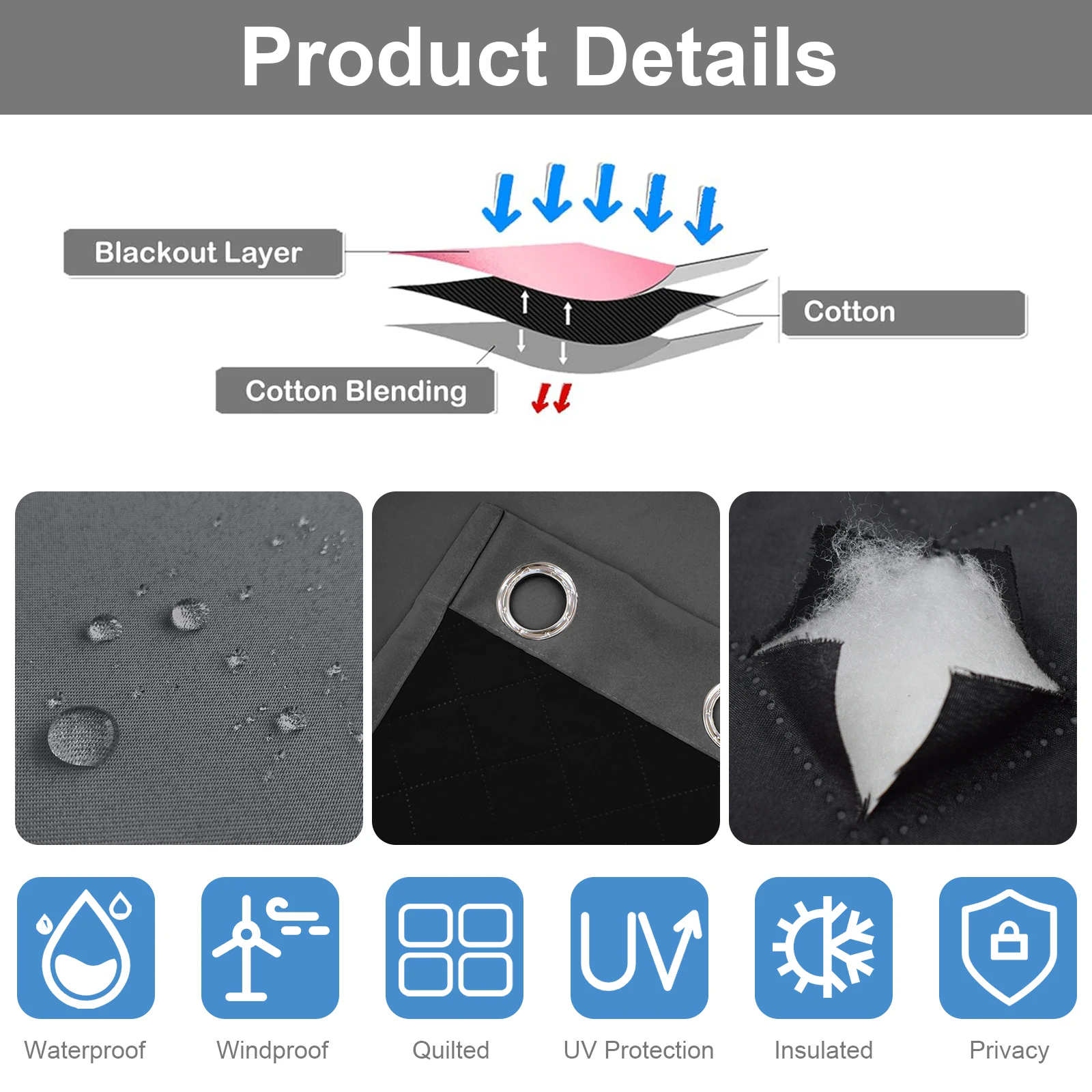 ม่านกันลมสำหรับฤดูหนาวกลางแจ้งกันลมกันน้ำม่านประตูทนทานป้องกันรังสียูวีสำหรับระเบียงซุ้มไม้เลื้อยห้องอาบแดดคาบาน่า