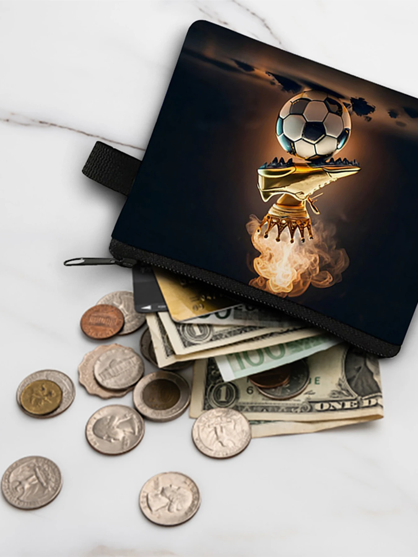 كرة القدم نمط الكرتون محفظة نسائية للعملات المعدنية المفاتيح محفظة صغيرة منظم البطاقات مفتاح الحقيبة السيدات حقيبة المال للبنين/الفتيات الأطفال