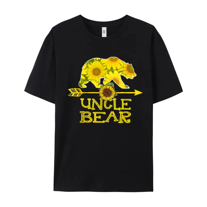 Uncle Bear Funny Sunflower Mother Combed cotton Cool Tees Graphic Short Sleeve Male T-Shirt Normal Mother Day Tops Tees O Neck