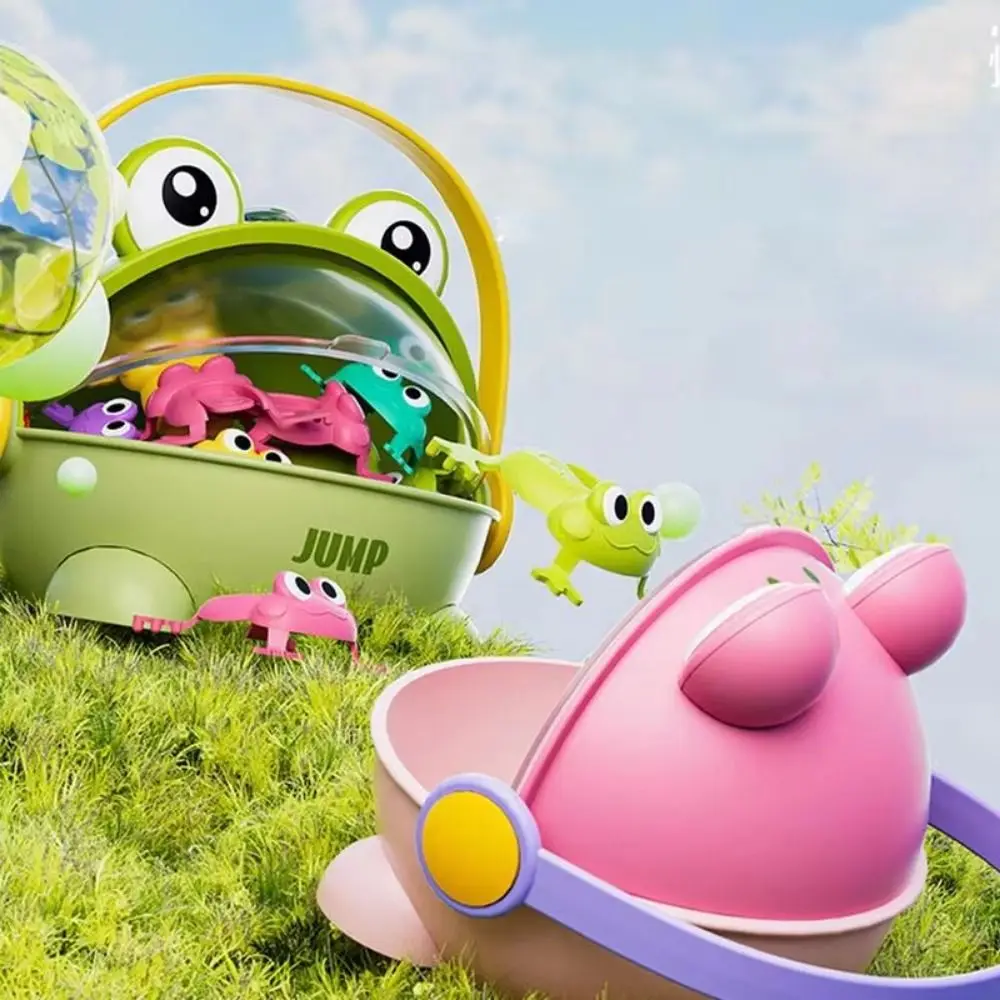 Colores surtidos divertido rana saltadora animales lindos juego de sapo que rebota para padres e hijos mejora las habilidades motoras con cubo de almacenamiento