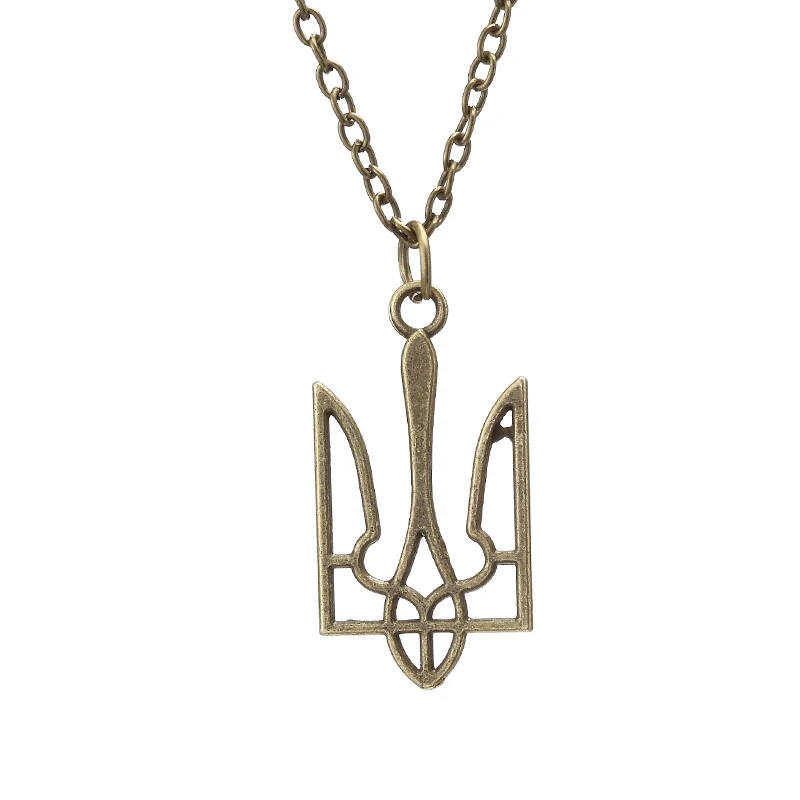 Ukraine National Emblem Necklace Party Jewelry Stainless Steel Pendant Necklace Simple Ukrainian Symbol Necklace