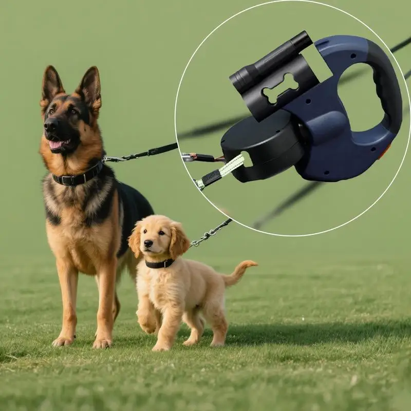 

2025 New 2 Dog Retractable Leash - No Tangle, 10ft Distance 25lb/Each, Easy Lock & Unlock Reflective Webbing