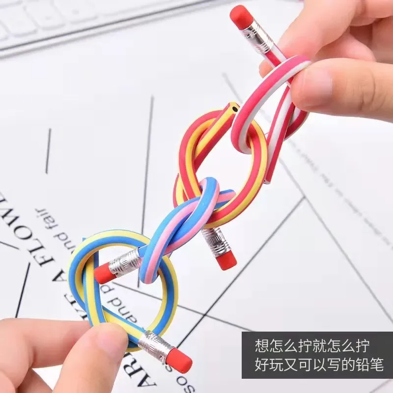 Christmas Kids Gift Korea Cute Stationery Colorful Magic Bendy Flexible Soft Pencil with Eraser Student School Office Supplies