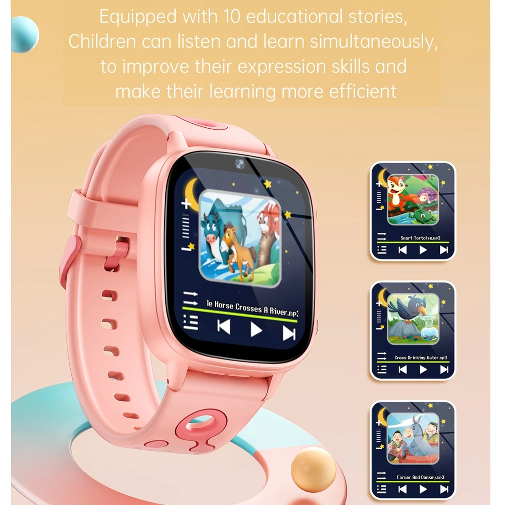 Montre intelligente pour enfants filles caméra enregistrement vidéo apprentissage mots lampe de poche enfants montre 2025 nouveaux garçons montre intelligente pour enfants Android