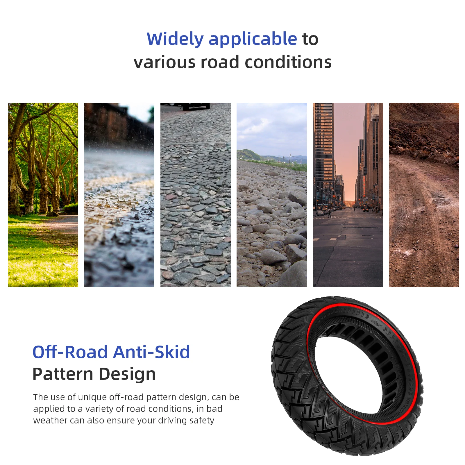 ULIP 10x3 Thickened Off-road Stab-proof Solid Tire For Zero 10x/Kaabo Mantis 10/Kugoo M4 Pro Scooter With 255x80 80/65-6 Tire